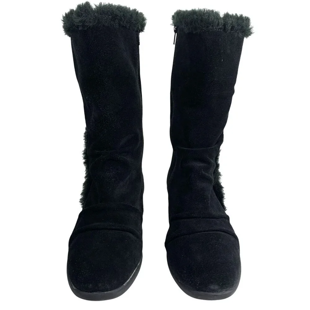 Giani Bernini Womens Sicilia Cold Weather Boots Black Suede Faux Fur Lining SZ 9
